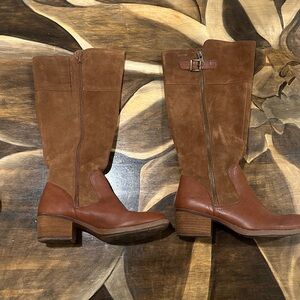 b.o.c. Tan and Brown Heeled Boots